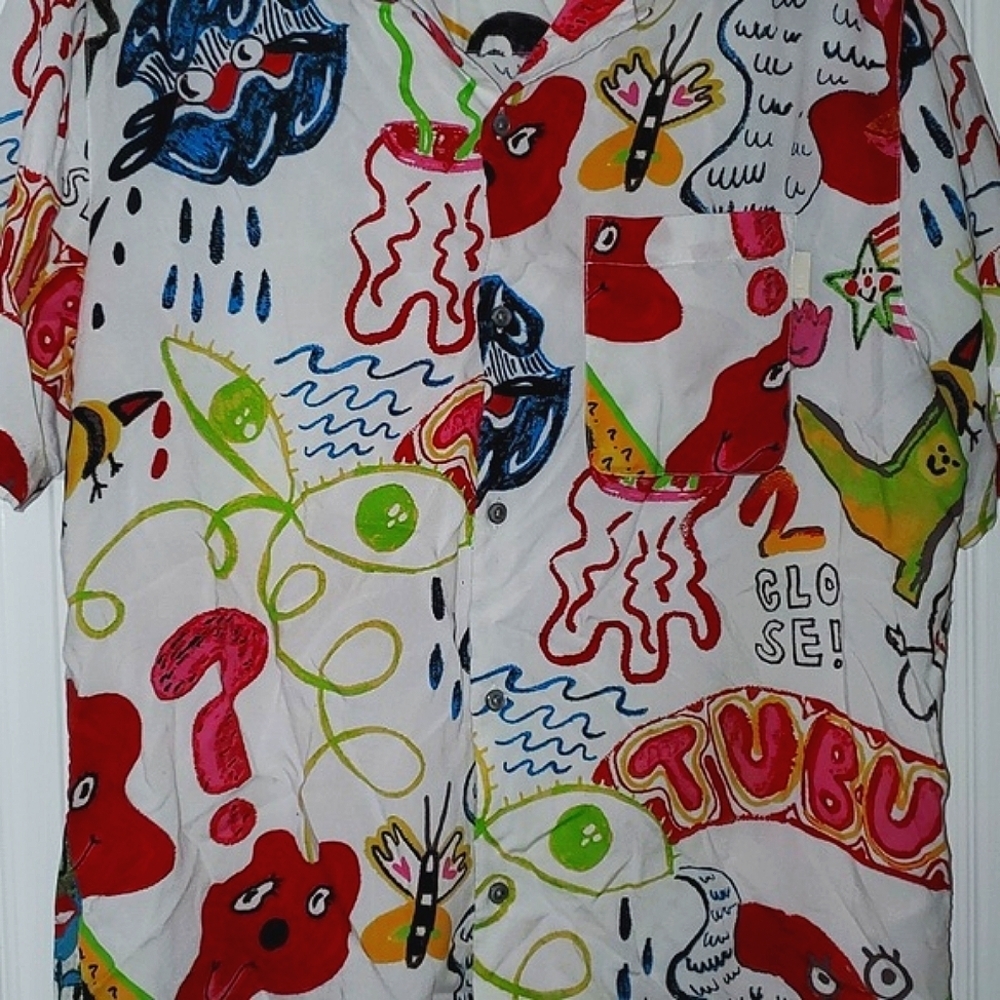 Urban Outfitters Men's Doodle Short Sleeve Shirt Size Medium - Picture 5 of 10